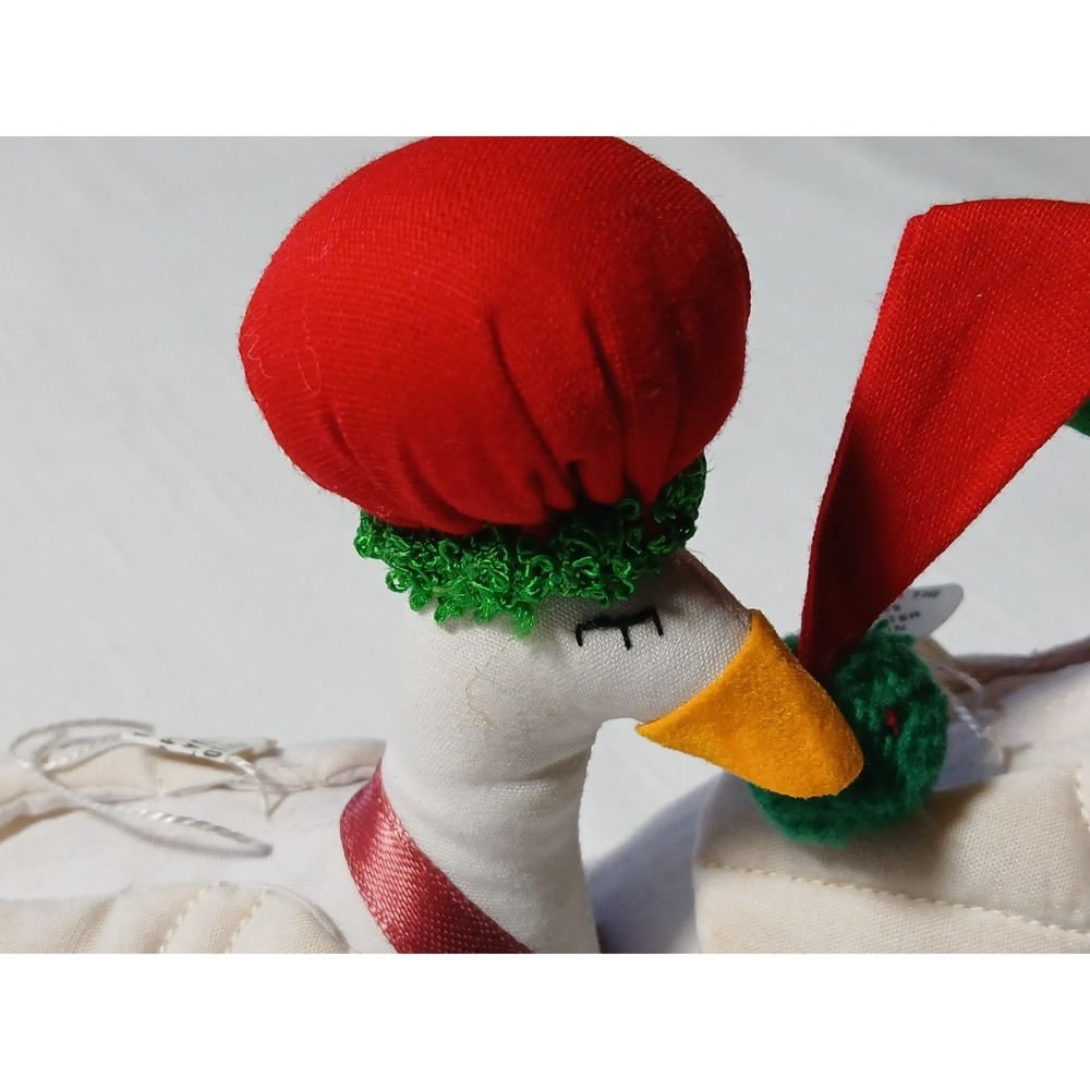 VTG 80s Country Geese Fabric Handmade Christmas Ornaments Lot 3 Plush Stuffed - Picture 10 of 12